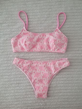 Pinkes Bikini-Set Blumen ungetragen S/M