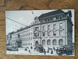 Alte PK / Basel Kantonalbank & Hotel 3 Könige Gelaufen 1924