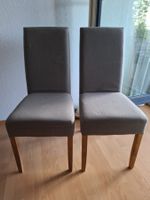 2 x Esszimmerstühle grauer Bezug & Beine aus Wildeiche