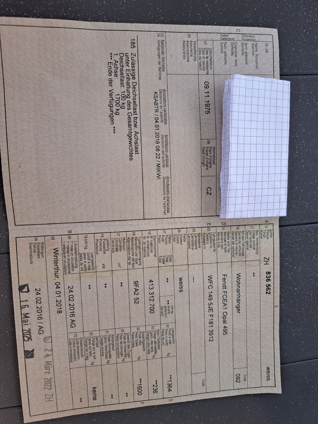 Fendt Rimorchi: Wohnwagen Fendt 495 – Usato da Winterthur venduto da Dasada 9