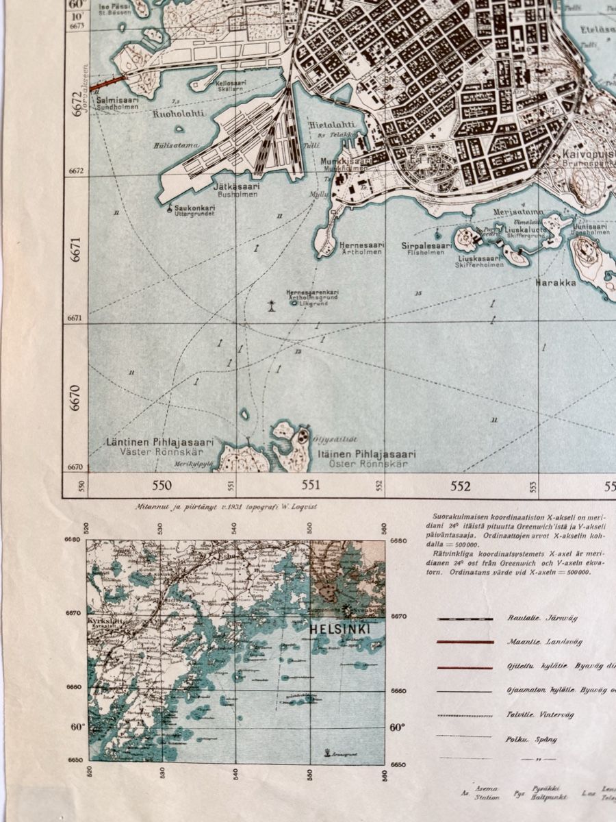 Cartine & Atlanti: Landkarte HELSINKI 1931 – Usato da Bern venduto da felberunderground 1
