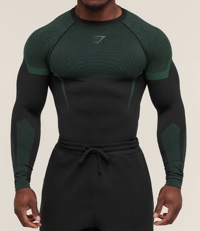 Gymshark Onyx 5.0 Long Sleeve T-Shirt (Black/Lift Green)