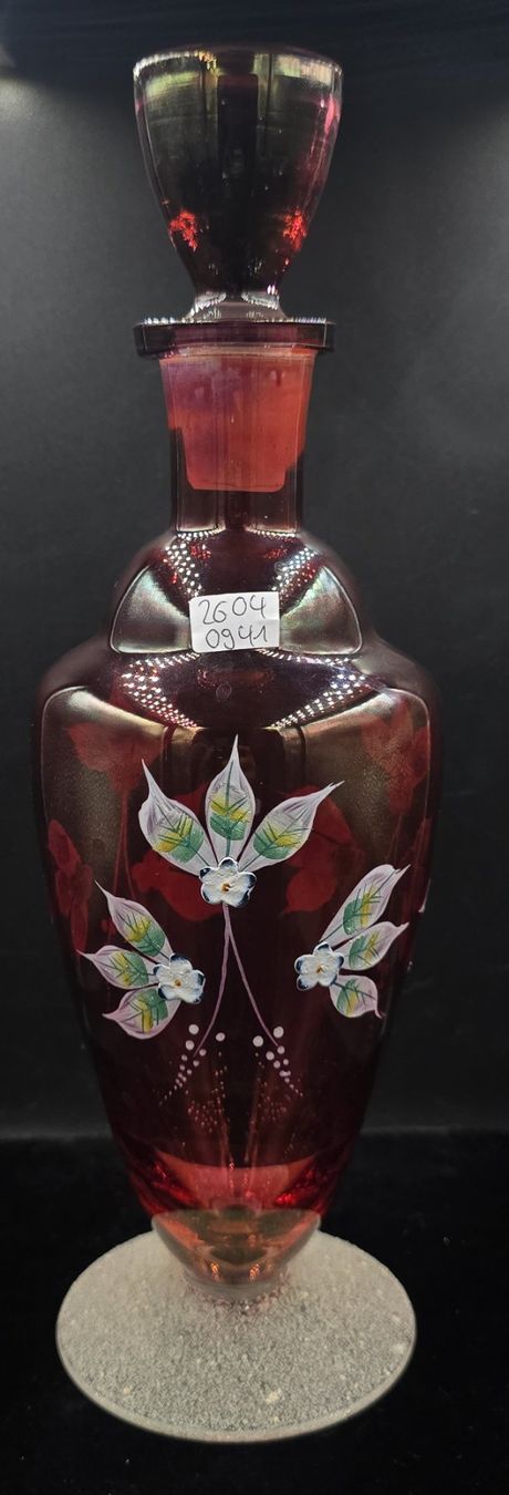 Caraffe: Karaffe aus satiniertem Glas mit Emaille Bemalung – Usato da Rorschacherberg venduto da snOOpydOg11 4
