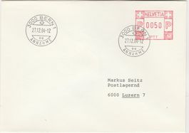 CH PFS 1 Postfreistempel PTT Hasler rot 0050 Brief Inland