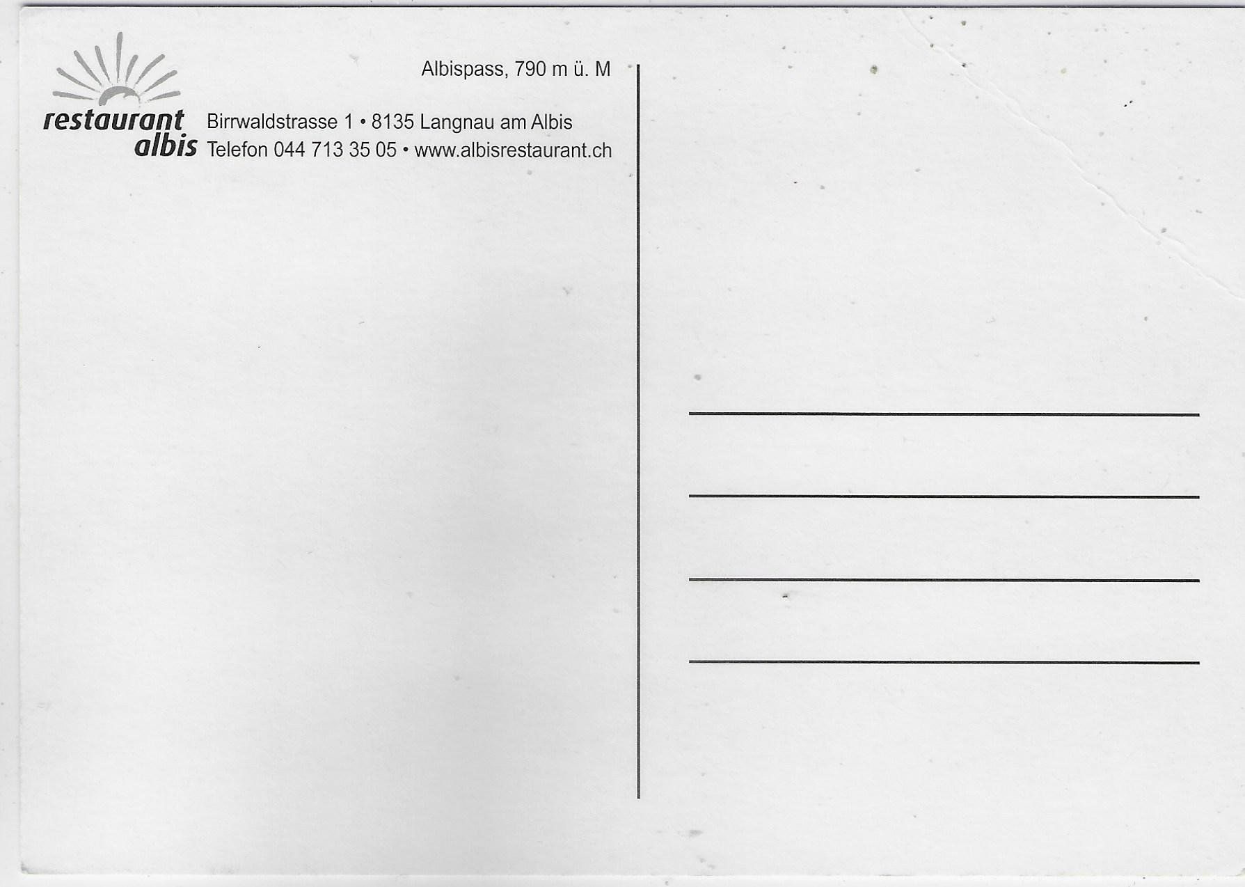 Ansichtskarten: Flugaufnahme Restaurant Albis - Albispass – Gebraucht aus Ettingen von Kartenplanet 1