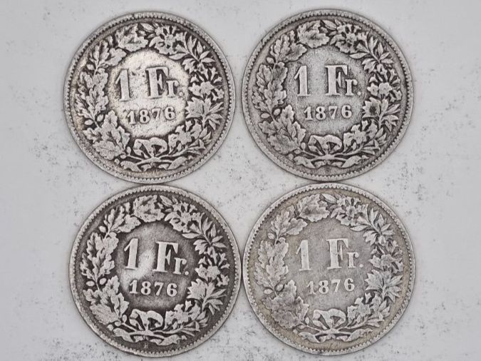 Tutti le monete: 1 FR 1876 Lot 4 Stück – Usato da Bure venduto da chap981