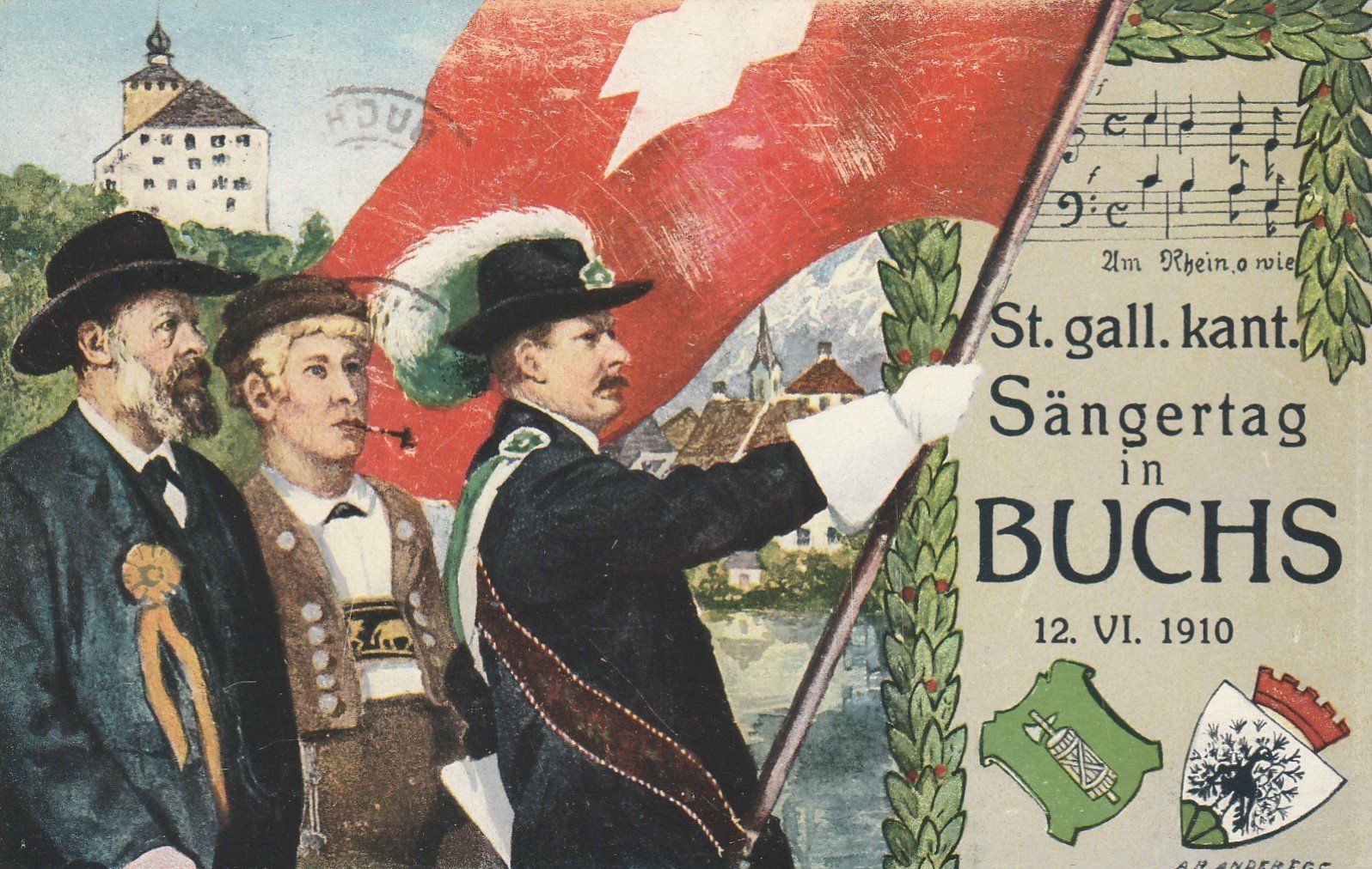 Cartes postales: Buchs Kant. Sängerfest 1910 – D'occasion à Rorschacherberg par fratovi2