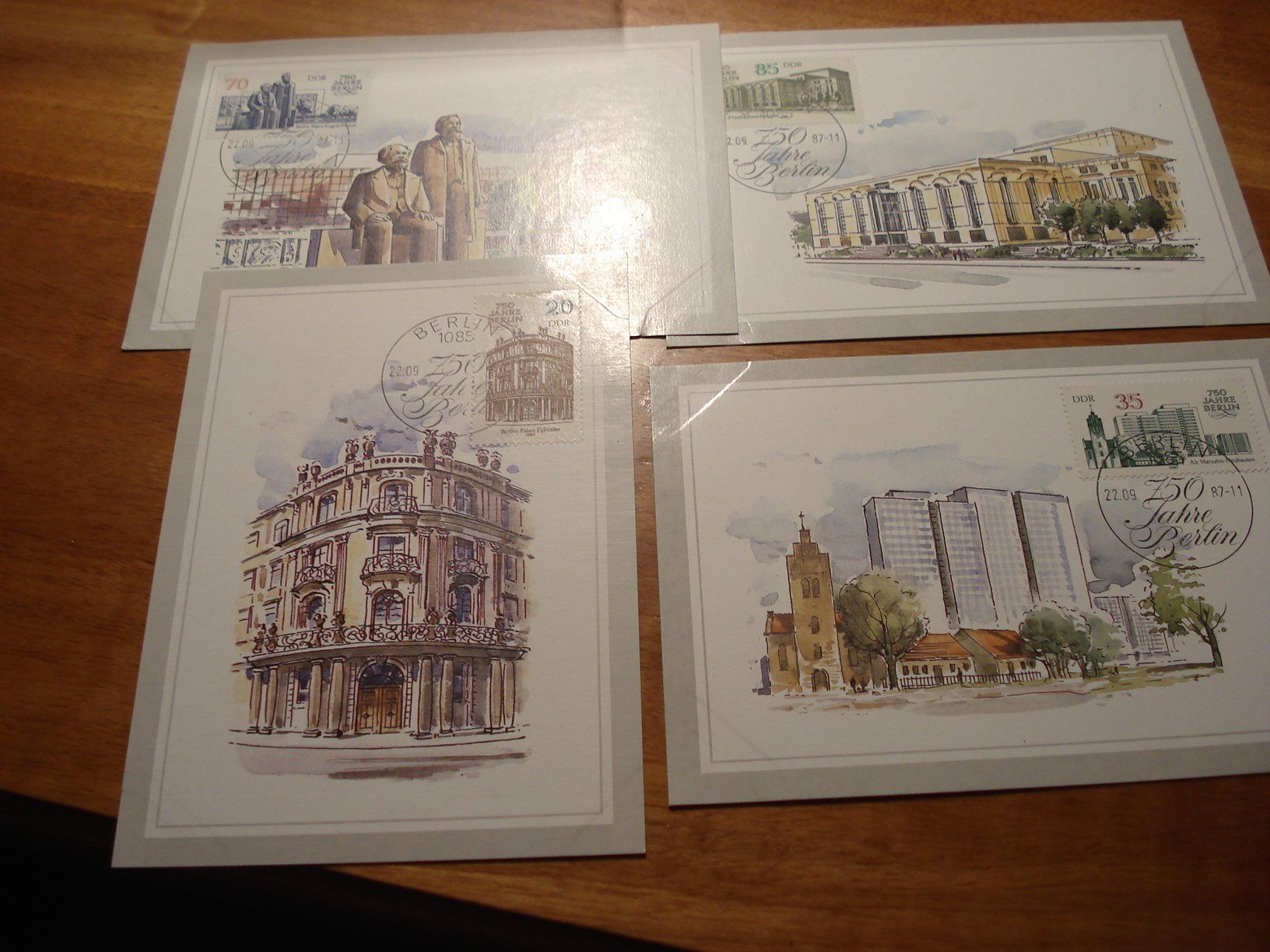 Tous les timbres: DDR, Satz Maximumkarten 1987, 750 Jahre Berlin – D'occasion à Niederwil AG par morostahu 1