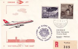 Erstflug Swissair Zürich - Karachi 1961, ab FL