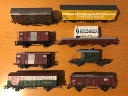 7x SBB 1x SJ Güterwagen