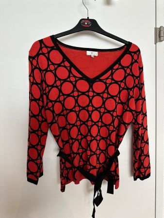 Elegantes Oberteil orange/schwarz mit Muster & Gürtel- MEGA!