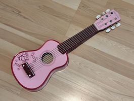 Rosafarbene Kindergitarre aus Holz