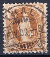 Stehende Helvetia 72(E?) THAL 1902, mit Abnützungen Ränder