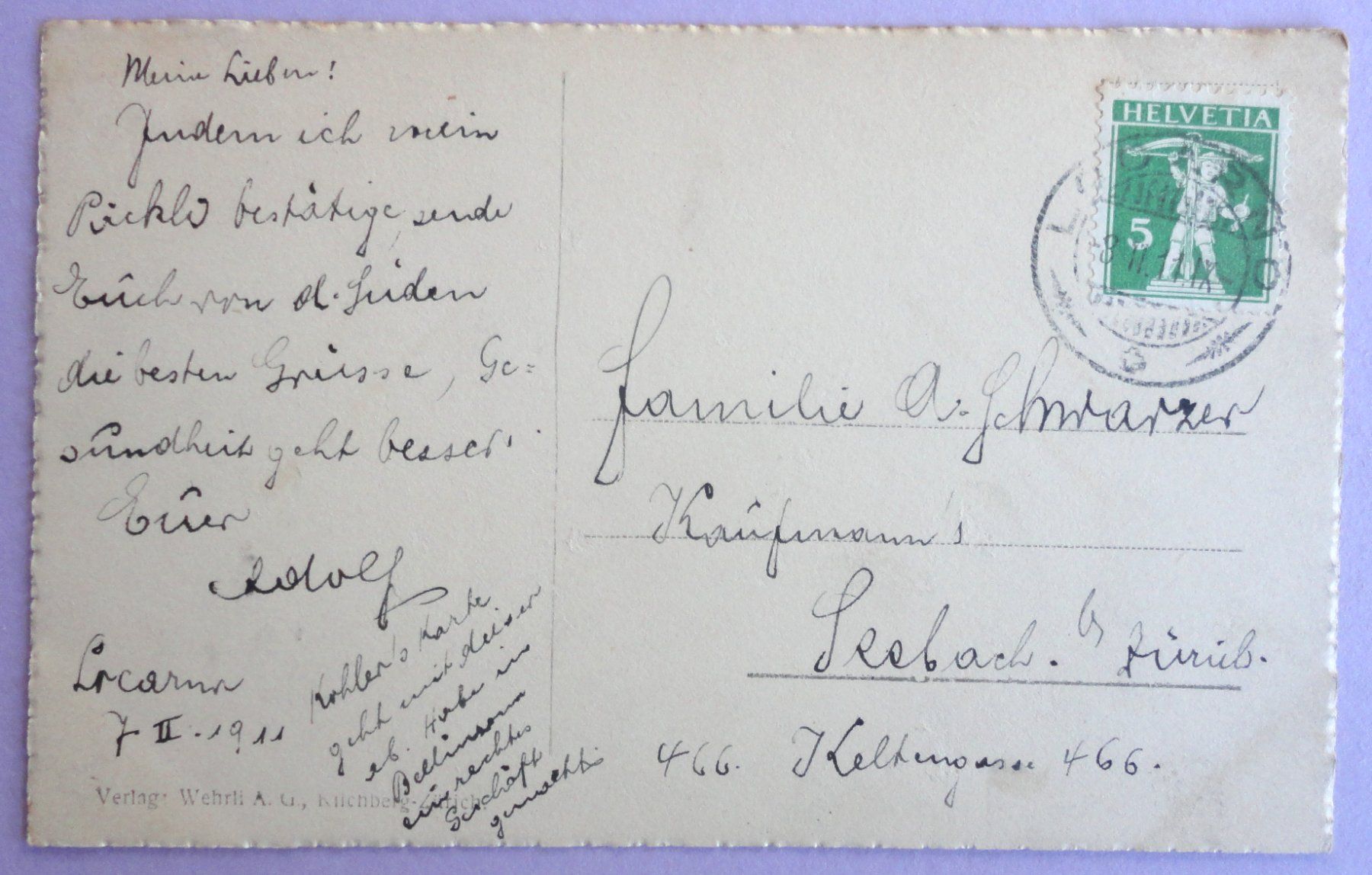 Cartoline postali: Locarno - Orselina – Usato da Fétigny venduto da Billy2miny 1