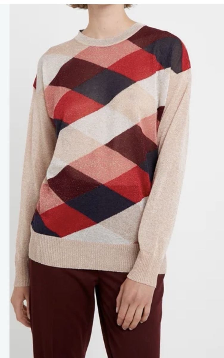 Marella Pulls & Sweat-shirts: Marella Pullover Rautenmuster, New, Size S/M  – Neuf (Voir description) à Lausanne par milasha 3