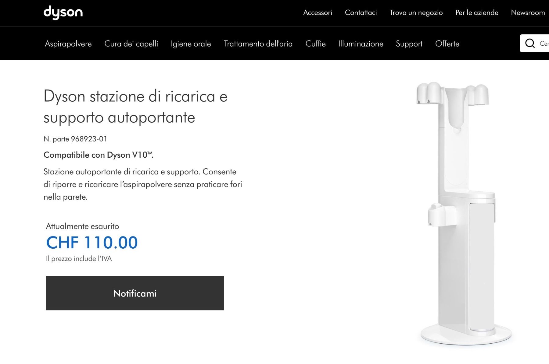 Dyson Aspirapolveri & Accessori: DYSON CYCLONE V10 DOKING STATION – Usato da Agno venduto da Cosmogin 1
