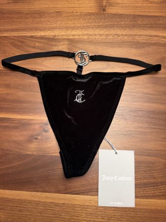 Juicy Couture Black Velvet Thong Y2K