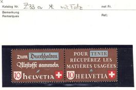 Schweiz Z33a 10 Rp Altstoffe sammeln Zusammendruck mit Falz