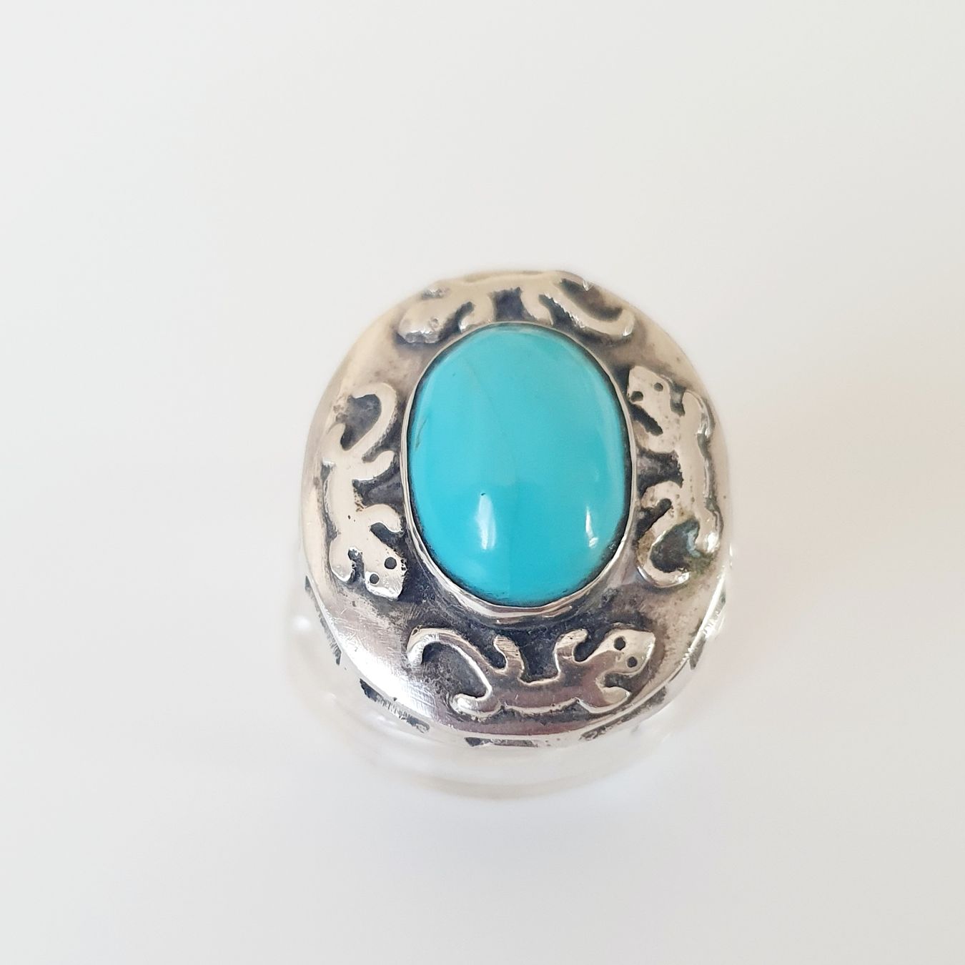 Anelli: Vintage Silber Ring mit Türkis-Stein, Grösse 20.3 mm, – Usato da Kreuzlingen venduto da Wunderkiste123 3
