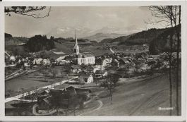 Menznau LU Dorf Kirche Bauernhof Berge 1950 sehr gut erhalte