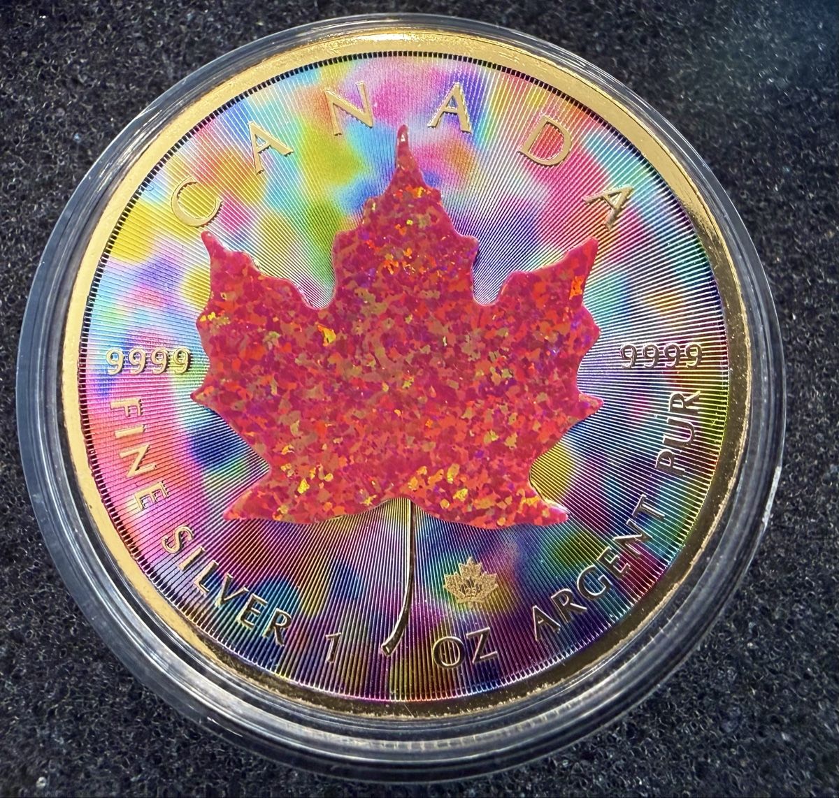 Tutti le monete: 1 oz Canada Maple Leaf Red Opal – Regenbogen – Nuovo (secondo la descrizione) da Zürich venduto da Circle-9-Coins 1