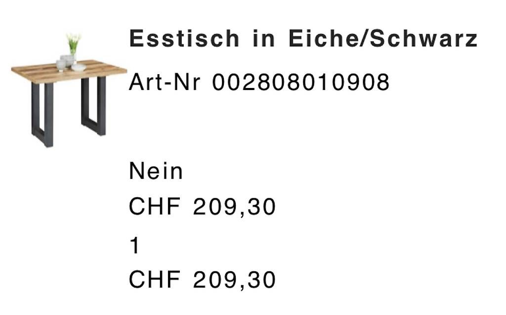 Tavoli: Esstisch 140x70 Eiche/schwarz – Usato da Burgdorf venduto da lar_v9t6 3