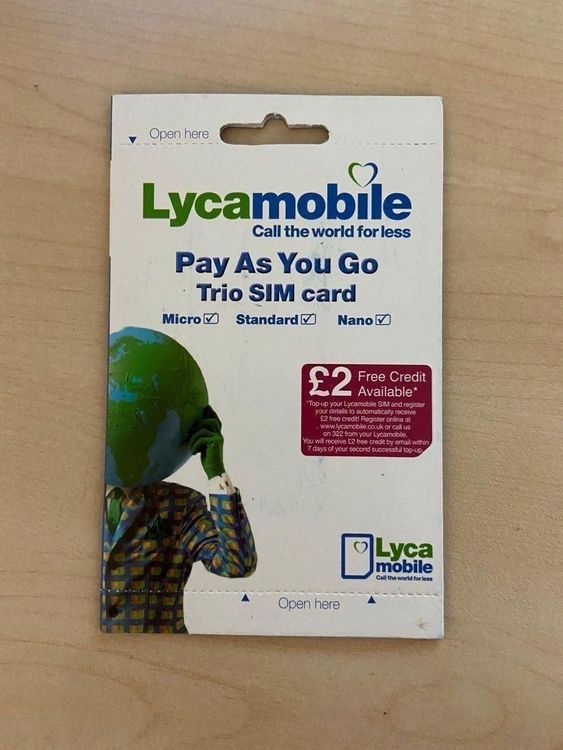Lycamobile UK SIM-Karte +44 - 100% Anonym Mit £5 Guthaben, Sofort Einsatzbereit