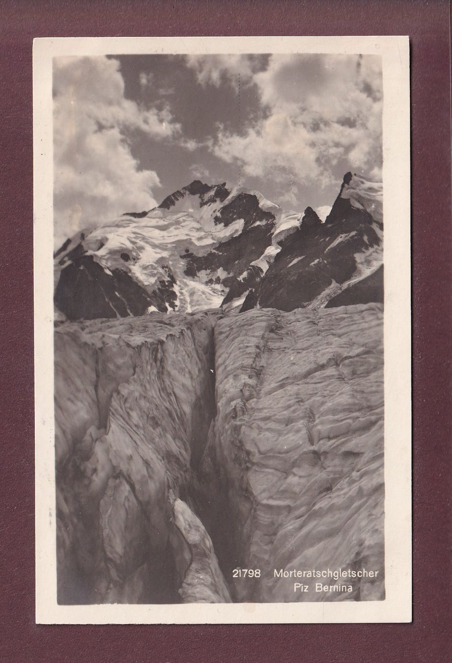 Cartoline postali: MORTERATSCHGLETSCHER - Piz Bernina - 1925 – Usato da Pully venduto da nicecards