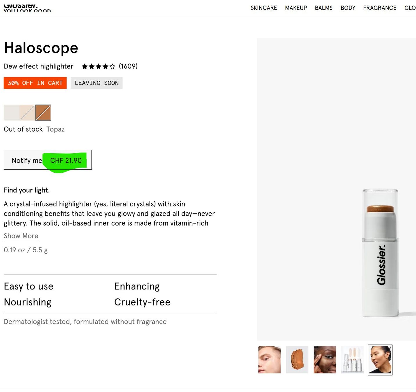 Make-up: Glossier Haloscope Highlighter - Topaz RARE! – Nuovo e nell'imballaggio originale da Cham venduto da Trendy_Outlet 4