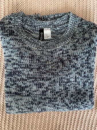 Pull bleu chiné, manche longue
