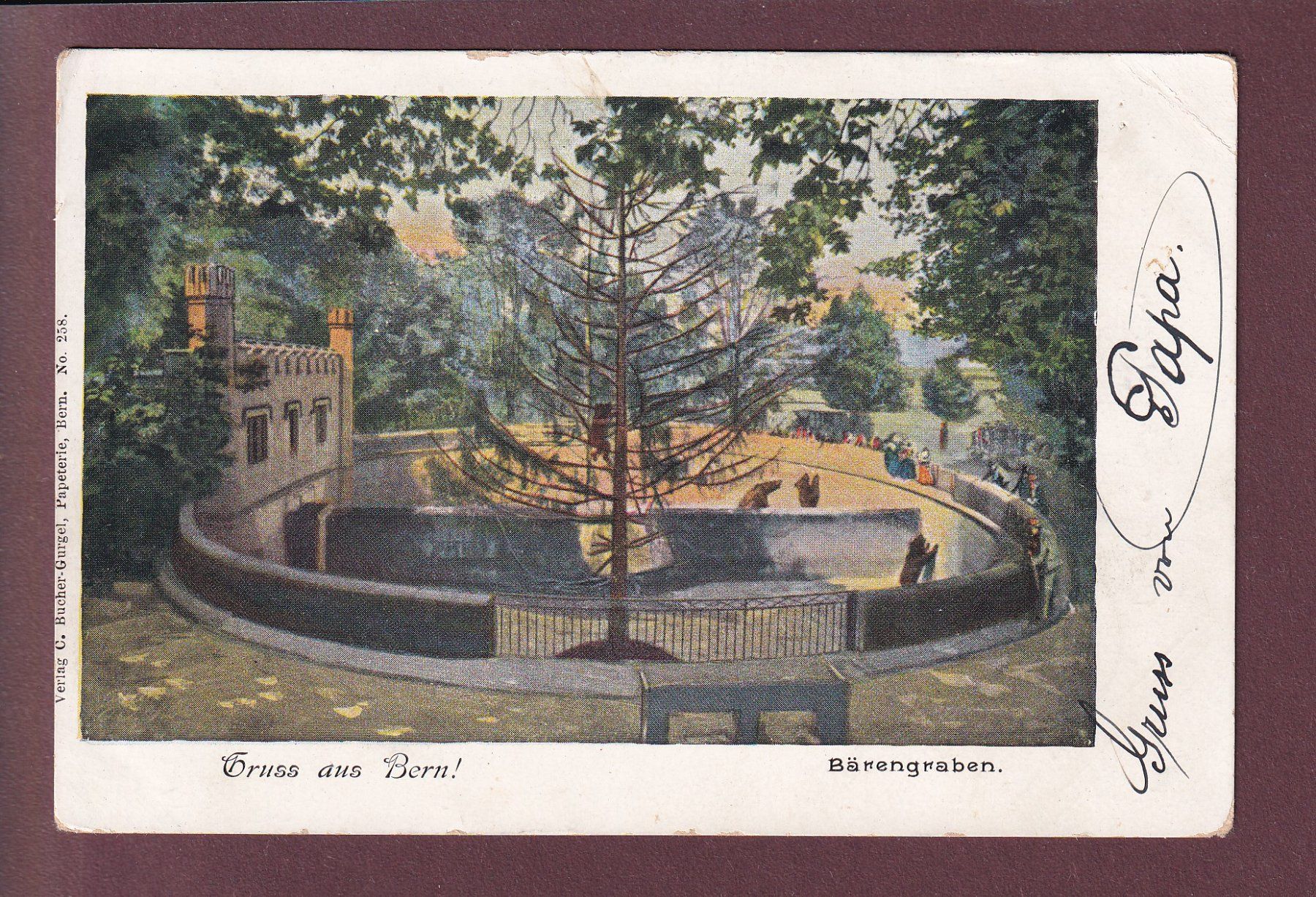 Cartoline postali: Gruss aus BERN - 1899 Langstempel // Eckbug // – Usato da Pully venduto da nicecards