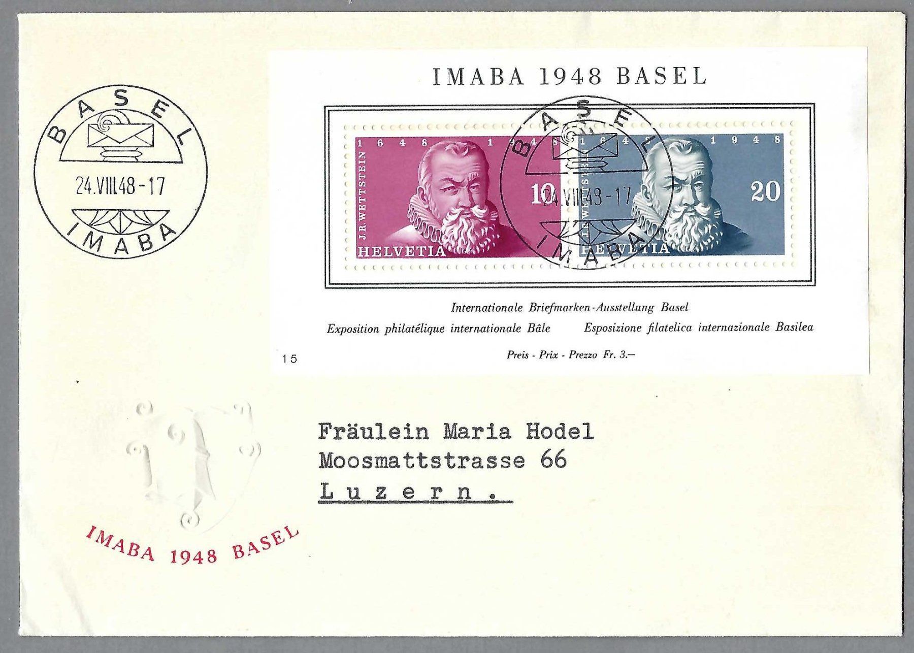 Tutti i francobolli: 1948, IMABA BLOCK, SONDERBRIEF – Usato da Pura venduto da ulisse1957