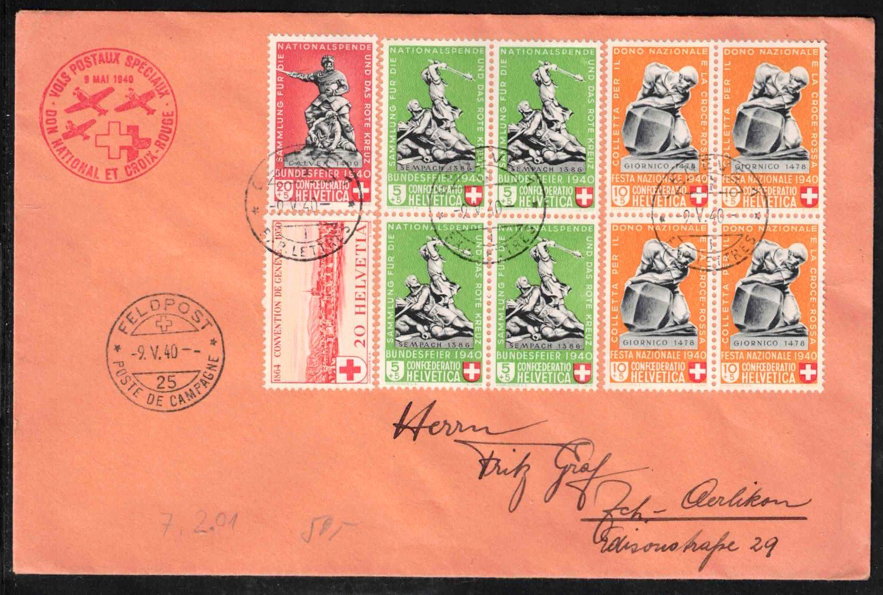 Tutti i francobolli: 1940 Pro Patria Flugpost Brief – Nuovo (secondo la descrizione) da Nuglar venduto da Stamp88