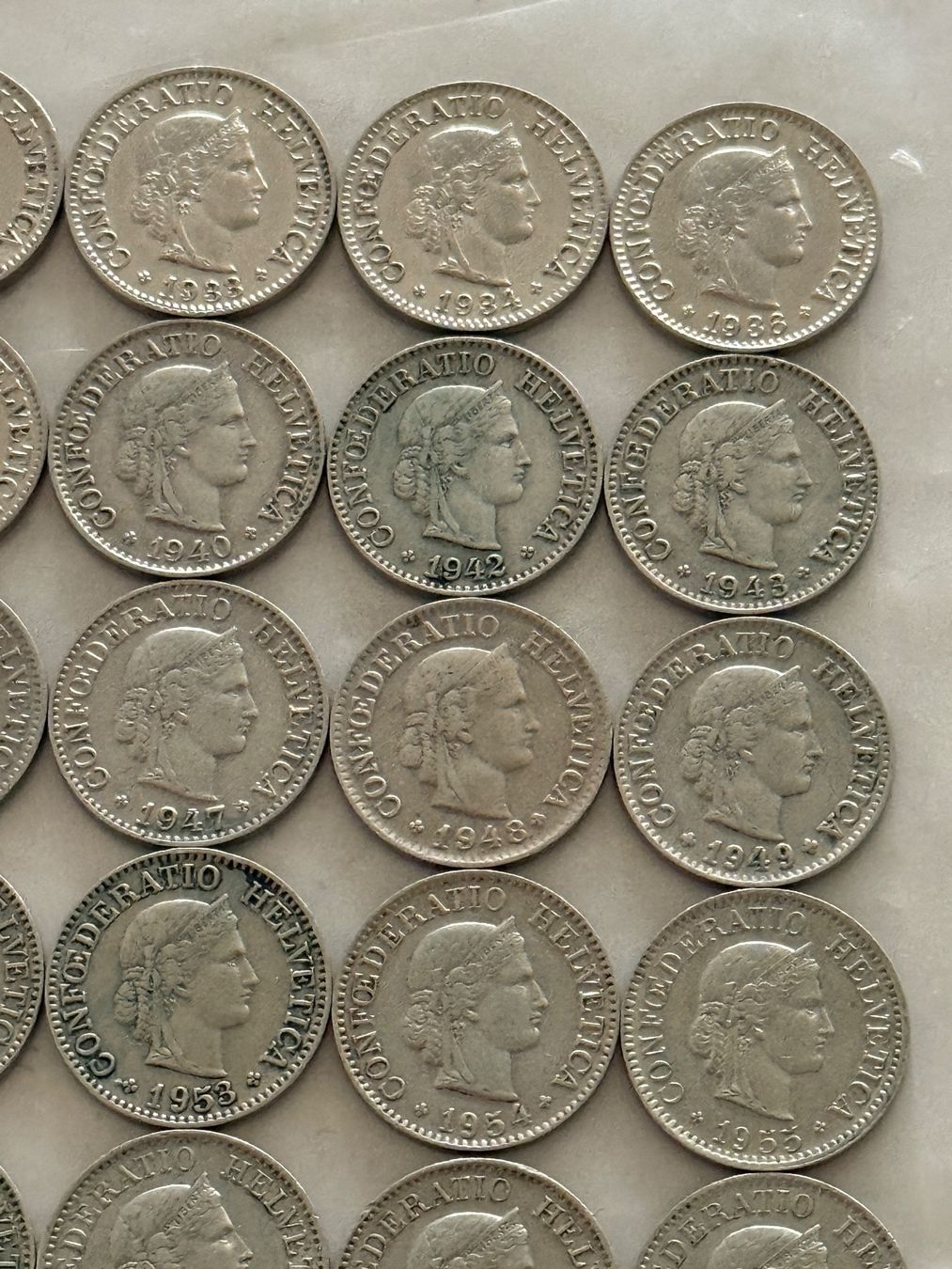 Tutti le monete: 36 x 10 Rappen  1930 - 1969 – Usato da Wallisellen venduto da SWISS_SILVER1 2
