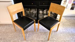 2 Livique Designer Stühle aus Holz mit Leder 52.5 cm