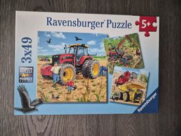 Ravensburger Puzzle 3x49 Traktor & Baumaschinen 