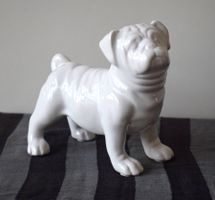 Mops gross Vintage-Figur Hundefigur Hund Keramik Porzellan