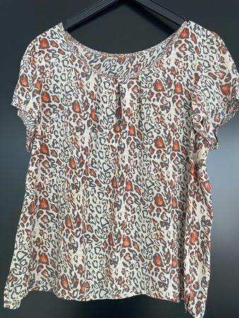 Bluse beige-grau-rot Gr. 42 Viskose
