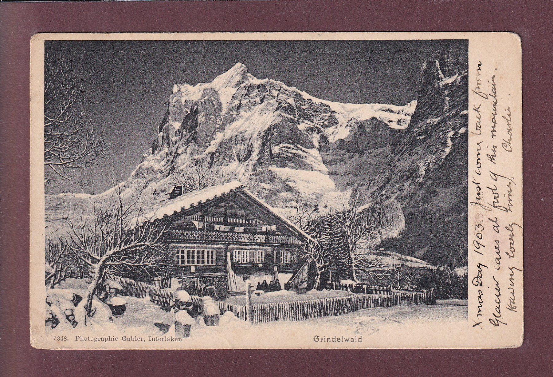 Cartoline postali: GRINDELWALD - Teil mit Wetterhorn - 1903 – Usato da Pully venduto da nicecards