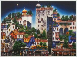 Lithographie Hundertwasserhaus, Karl Goldammer, 80x68 cm