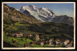 AK Wengen, Ortsansicht mit Jungfrau