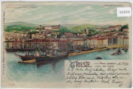 Trieste vom Meer gesehen - Litho - Gegen das Licht halten