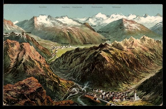 Cartoline postali: AK Andermatt, Landschaftsblick mit dem Gotthard – Usato da Berlin venduto da bartko-reher