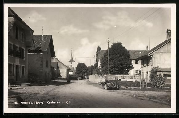 Cartoline postali: AK Montet /Broye, Centre du village – Usato da Berlin venduto da bartko-reher