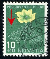 Abart: PJ J130 / J130.3.02 Retouche über den Blättern, 1949