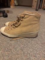Converse compensées en daim beige, rembourrage, taille 38