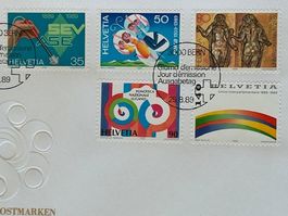 Schweiz Werbemarken II. 1989 AUSGABETAG Satz Nr.: 777-781 👌
