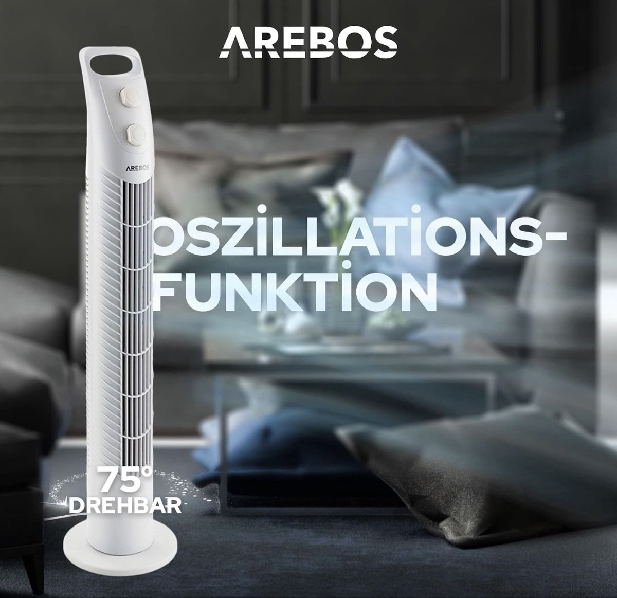 Ventilatori: Arebos Turmventilator mit Timer | 40 Watt | 75°-Oszillation – Nuovo (secondo la descrizione) da Nebikon venduto da warendiscount 5