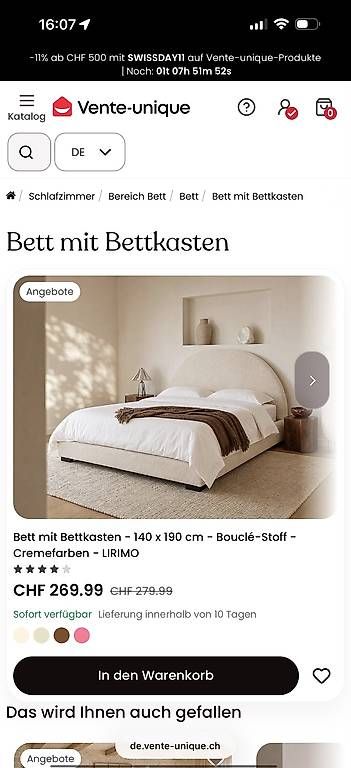 Letti: Bett mit Bettkasten 140x200 – Usato da Basel venduto da Mawski 2