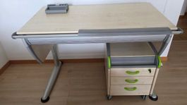 Hochwertiger Kinderschreibtisch-Set höhenverstellbar (Moll)